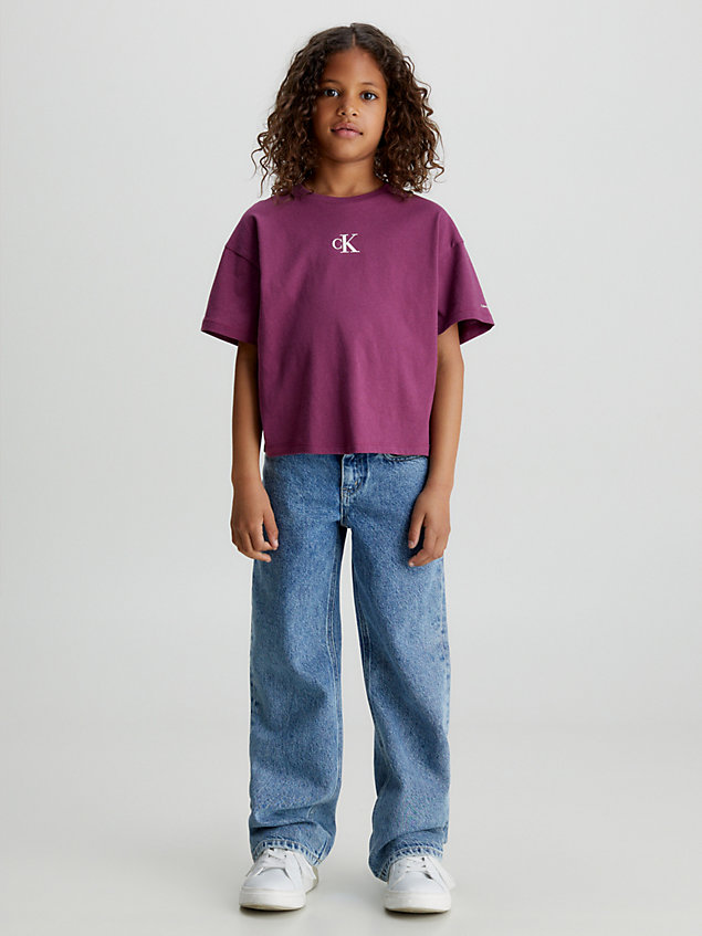 t-shirt boxy purple pour filles calvin klein jeans