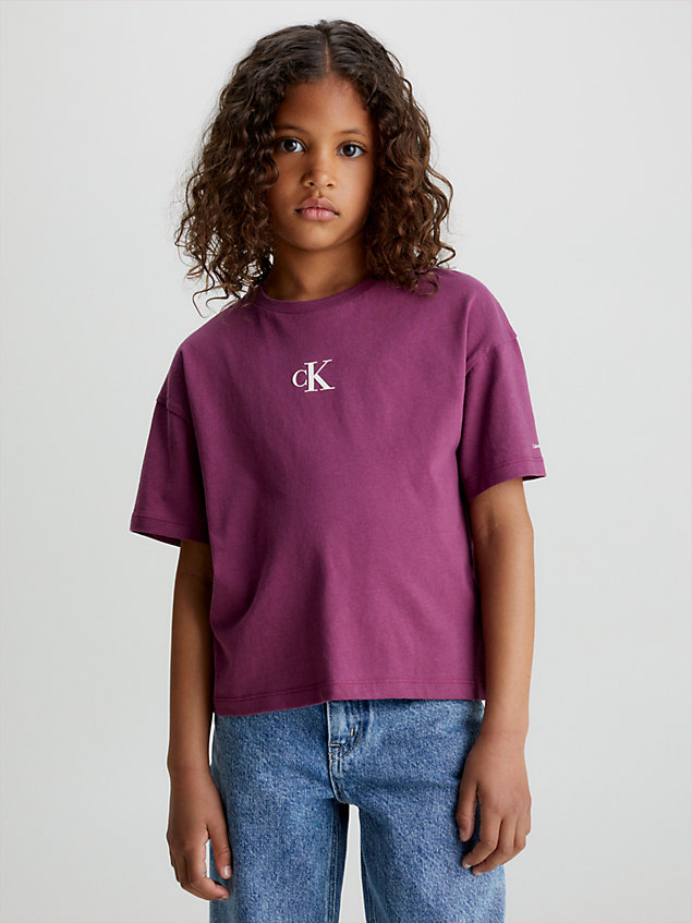 camiseta boxy de algodón purple de nina calvin klein jeans