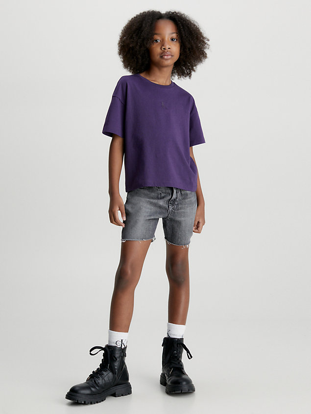 t-shirt in cotone taglio a sacchetto purple da bambina calvin klein jeans
