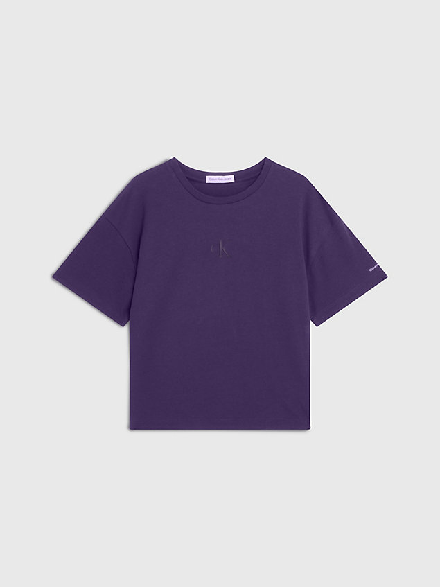 t-shirt in cotone taglio a sacchetto purple da bambina calvin klein jeans