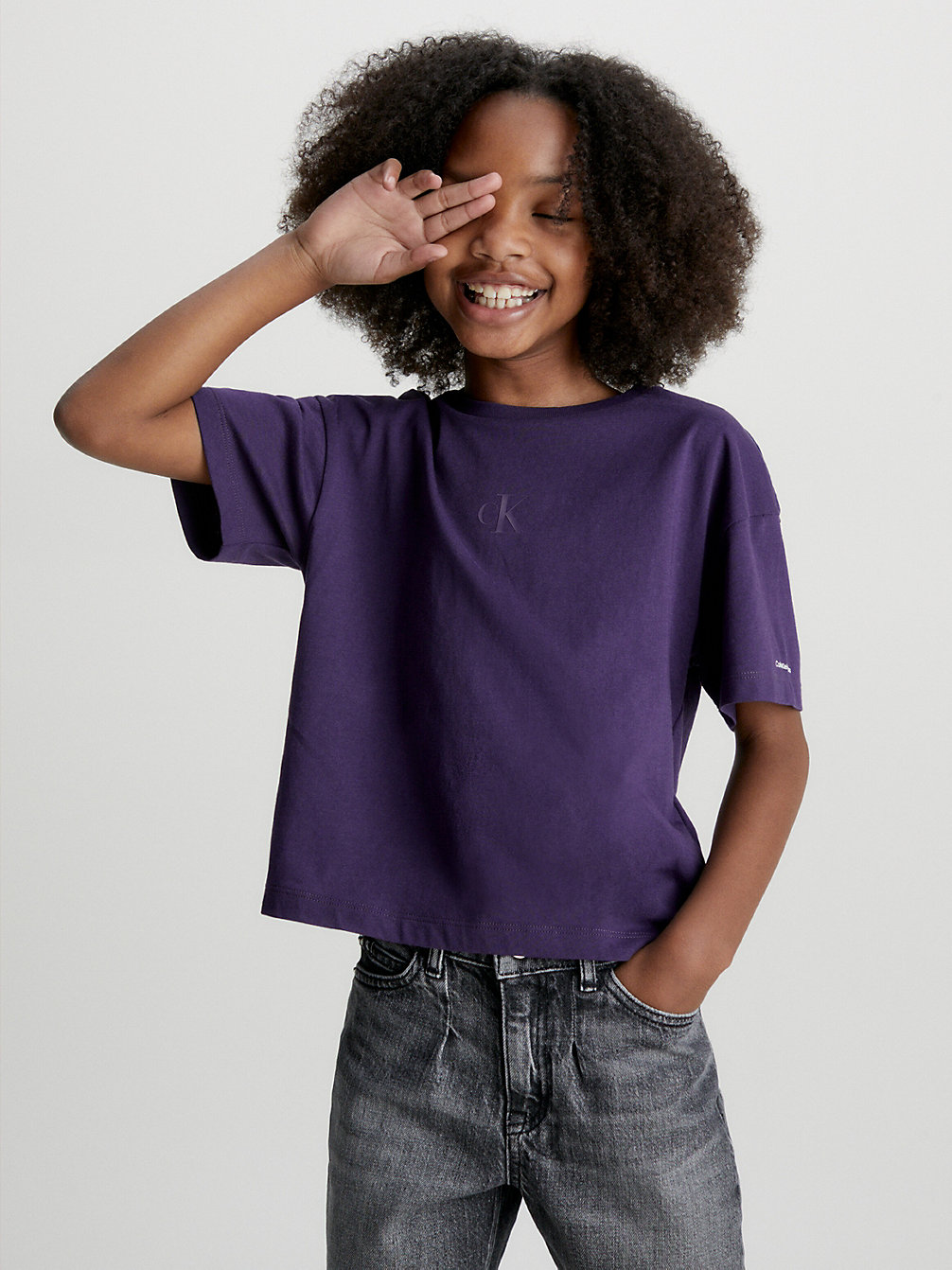 PURPLE VELVET Boxy T-Shirt undefined girls Calvin Klein