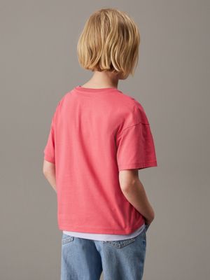 deep crimson fruit boxy logo t-shirt for girls calvin klein jeans