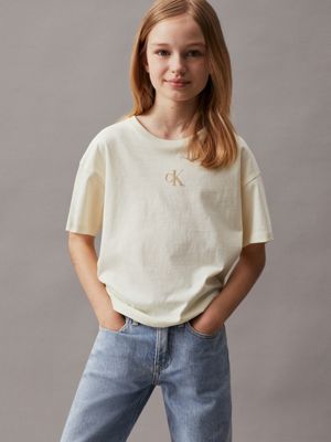 white boxy t-shirt for girls calvin klein jeans