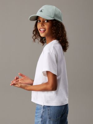 bright white boxy logo t-shirt for girls calvin klein jeans