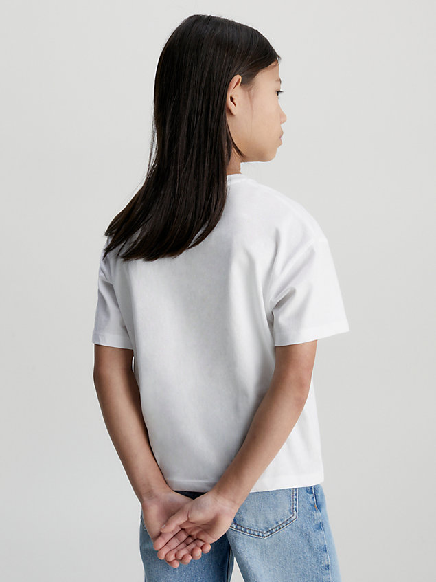 white boxy katoenen t-shirt voor meisjes - calvin klein jeans