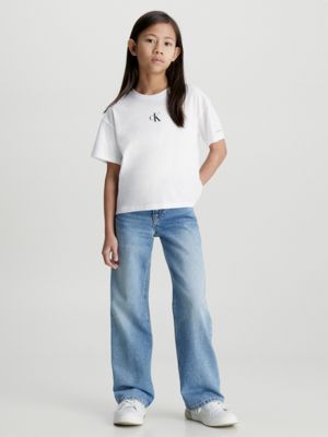 bright white boxy t-shirt for girls calvin klein jeans