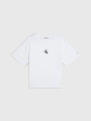 bright white boxy t-shirt voor meisjes - calvin klein jeans