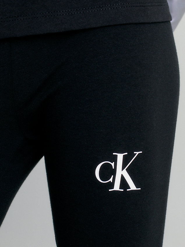 black schmale logo-leggings für maedchen - calvin klein jeans