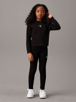 Calvin Klein Girls' Performance Stretch Legacy Legging, Black Ck
