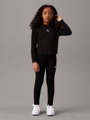 Calvin Klein Jeans - Girls Black Cotton Logo Leggings