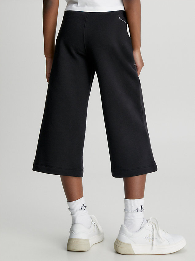 black spodnie dresowe culotte z bawełny organicznej dla dziewczynki - calvin klein jeans