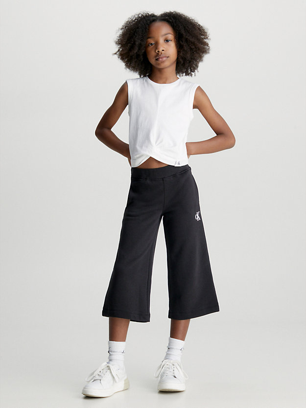 ck black organic cotton culotte joggers for girls calvin klein jeans