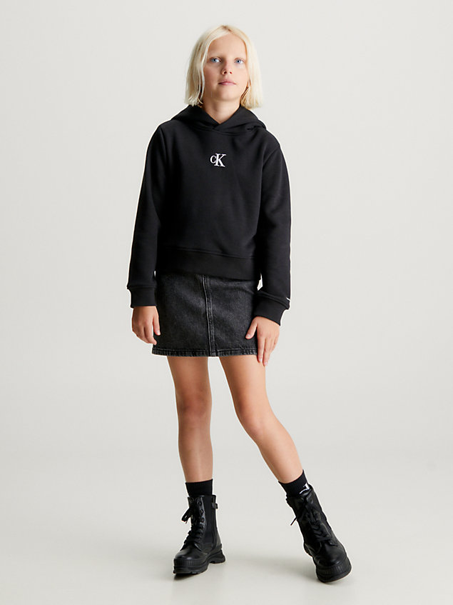 black boxy logo hoodie for girls calvin klein jeans