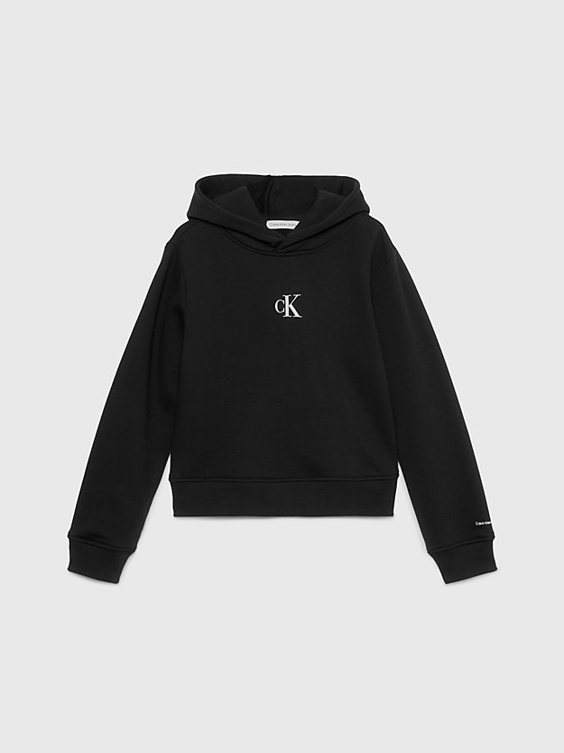ck black boxy logo hoodie for girls calvin klein jeans