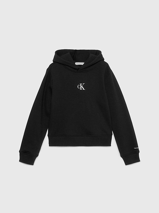 black boxy logo hoodie for girls calvin klein jeans