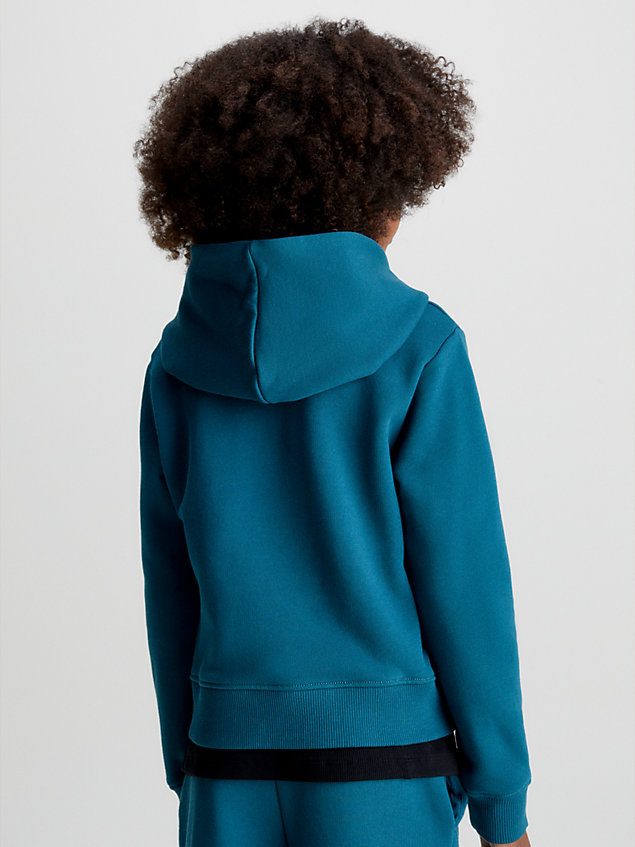 blue boxy katoenen hoodie voor meisjes - calvin klein jeans