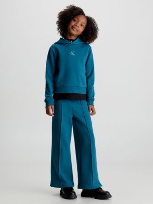 blue boxy logo hoodie for girls calvin klein jeans