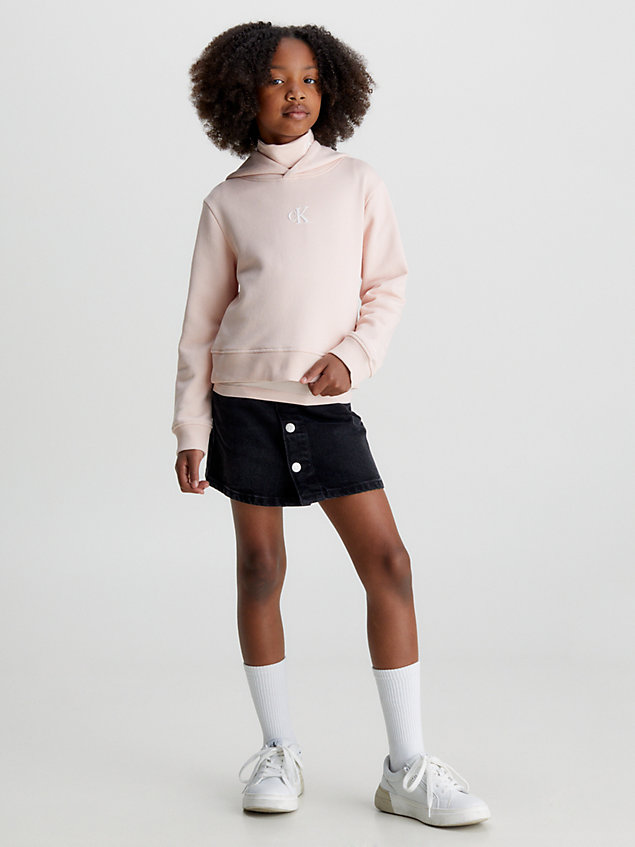 pink boxy katoenen hoodie voor meisjes - calvin klein jeans