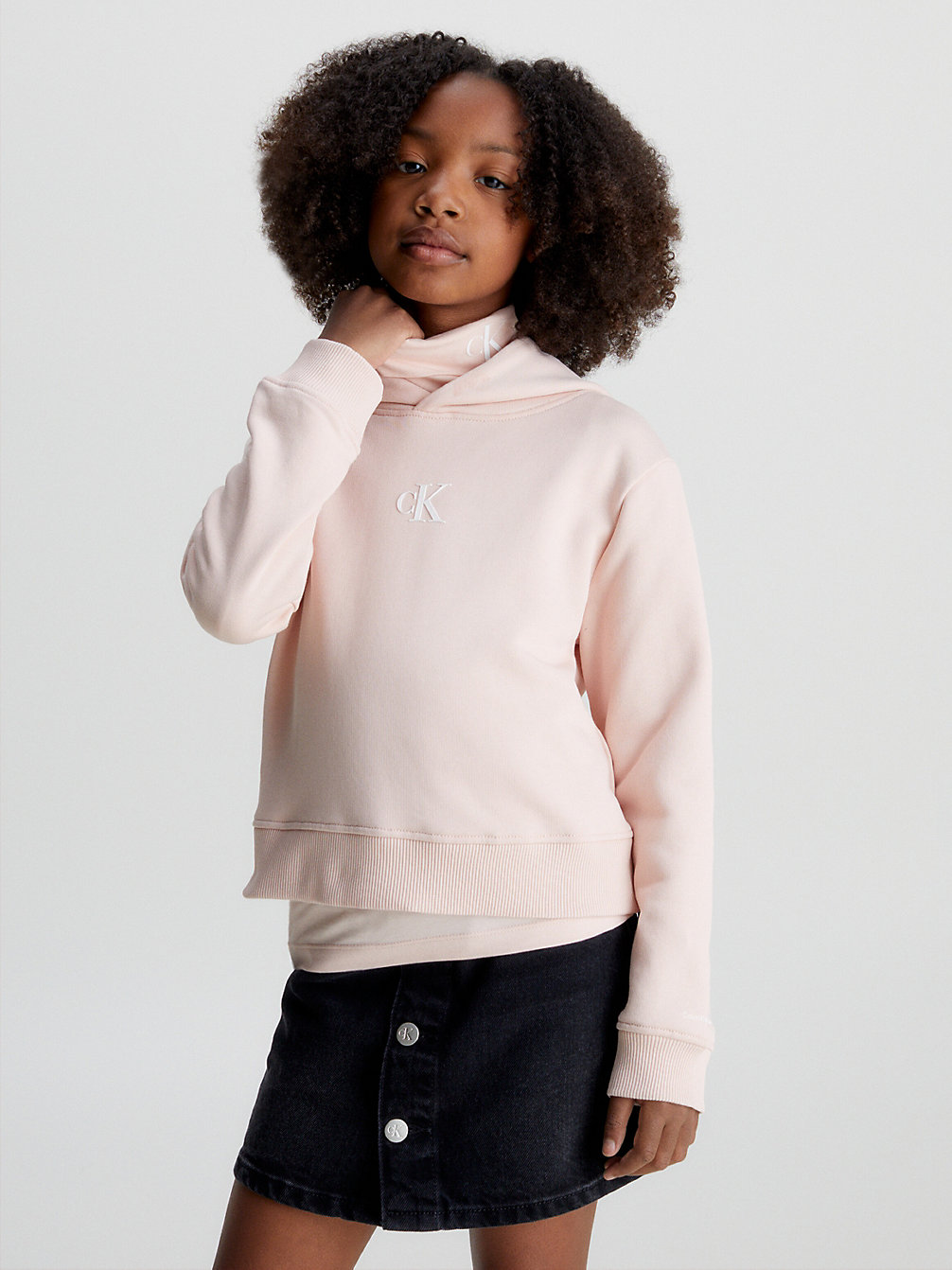 ROSE CLAY Kastenförmiger Baumwoll-Hoodie undefined Maedchen Calvin Klein