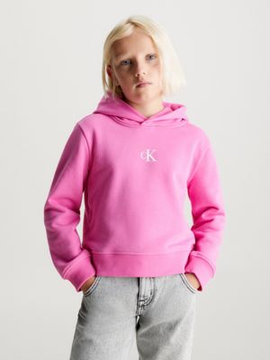  Calvin Klein Girls' Logo Sweatshirt, Fleece Hoodie