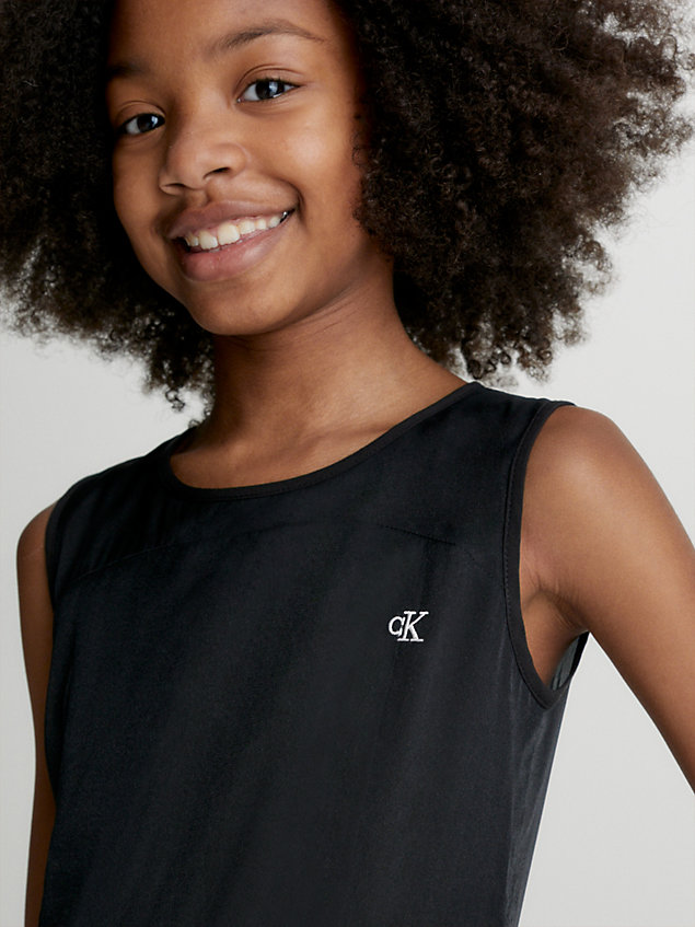 black warstwowa szyfonowa sukienka na specjalne okazje dla dziewczynki - calvin klein jeans