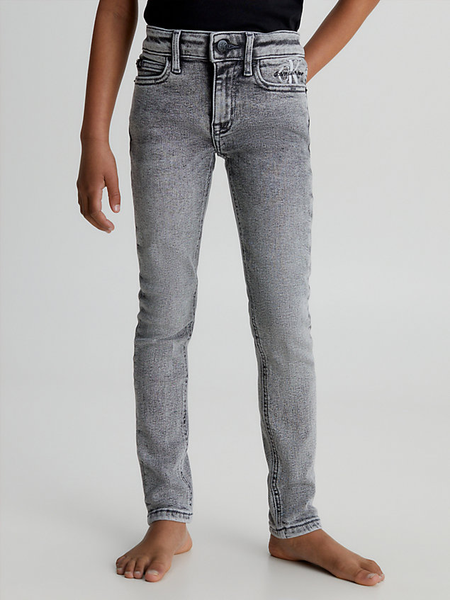 grey jeansy mid rise skinny dla dziewczynki - calvin klein jeans