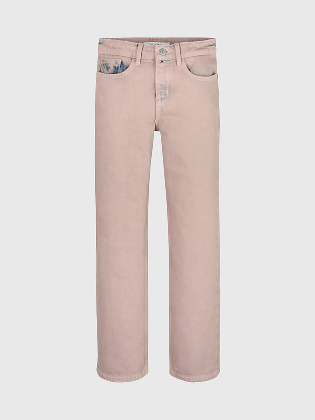 pink high-rise straight overdyed jeans für maedchen - calvin klein jeans