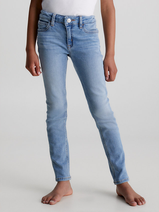 blue mid rise skinny jeans für maedchen - calvin klein jeans