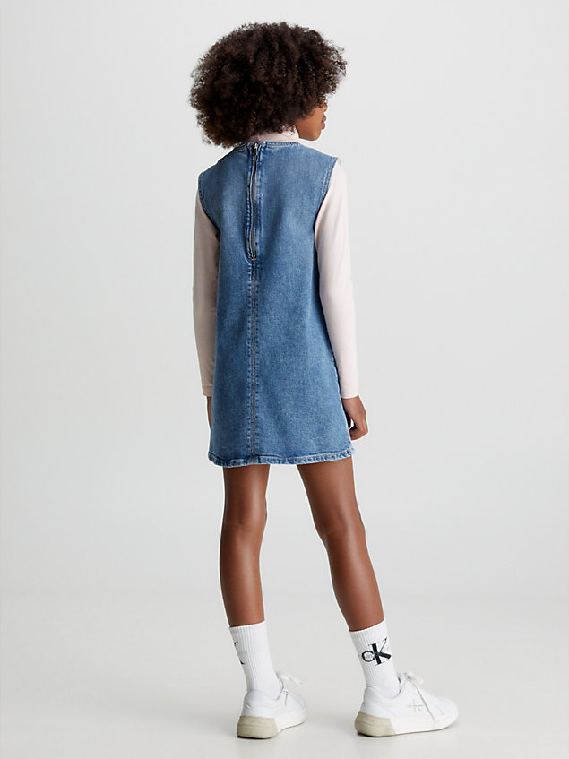 blue denim pinafore jurk voor meisjes - calvin klein jeans