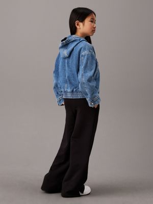 ck black wide leg terry joggers for girls calvin klein jeans