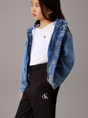 ck black wide leg terry joggers for girls calvin klein jeans