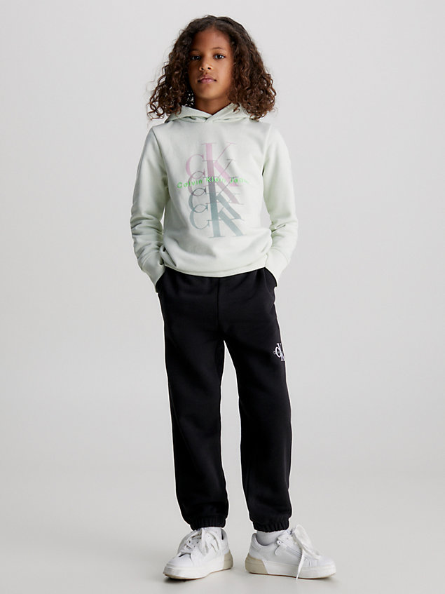 pantalon de jogging en coton avec logo black pour filles calvin klein jeans