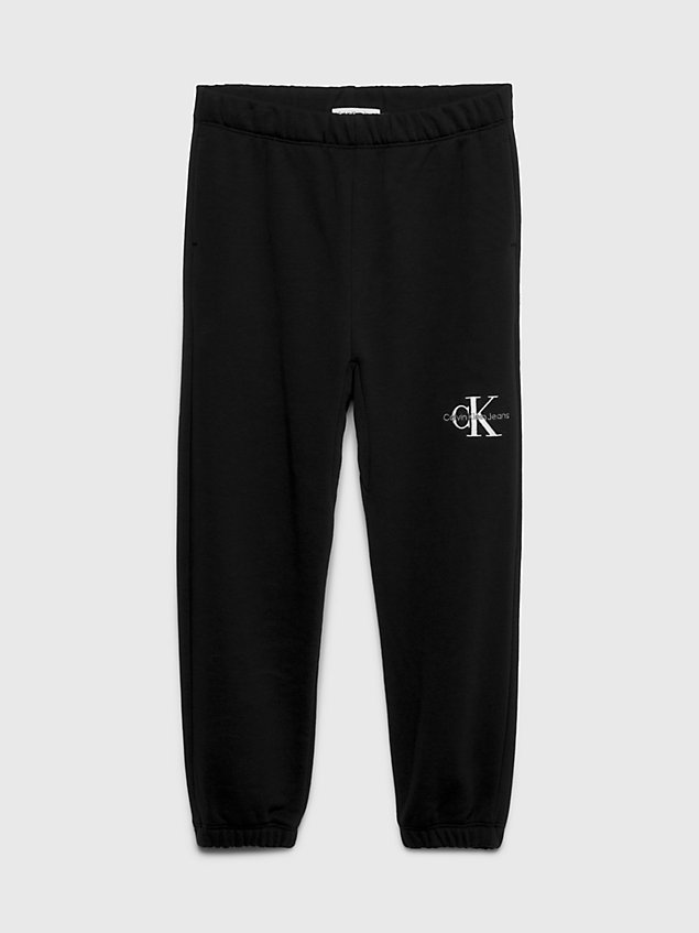 pantalon de jogging en coton avec logo black pour filles calvin klein jeans