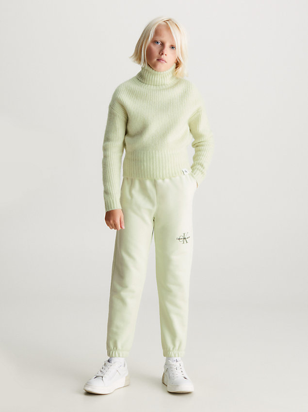 pantalon de jogging en coton avec logo green pour filles calvin klein jeans