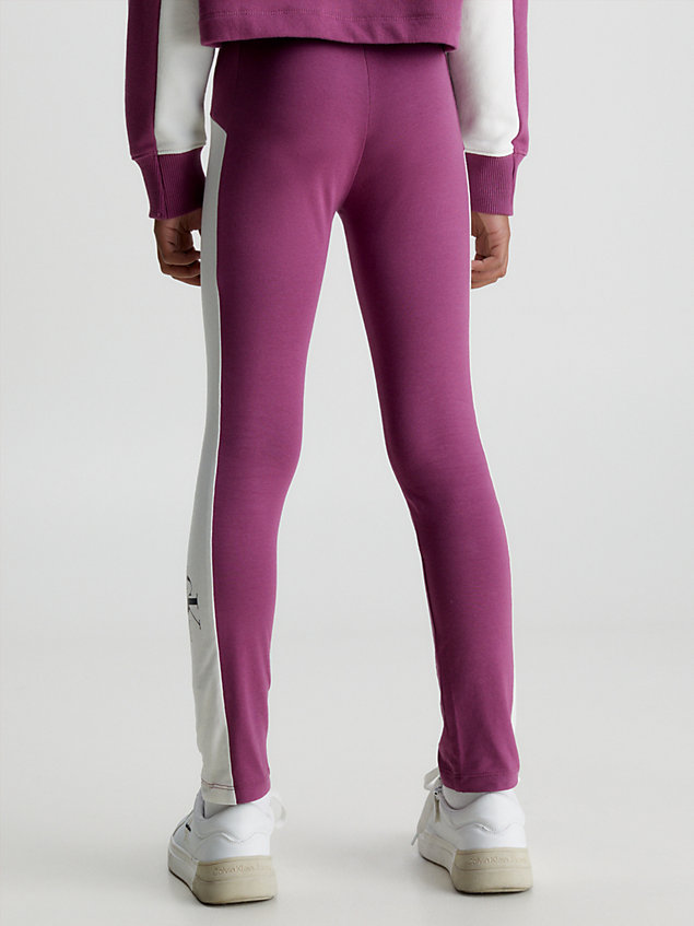 purple schmale leggings in blockfarben für maedchen - calvin klein jeans