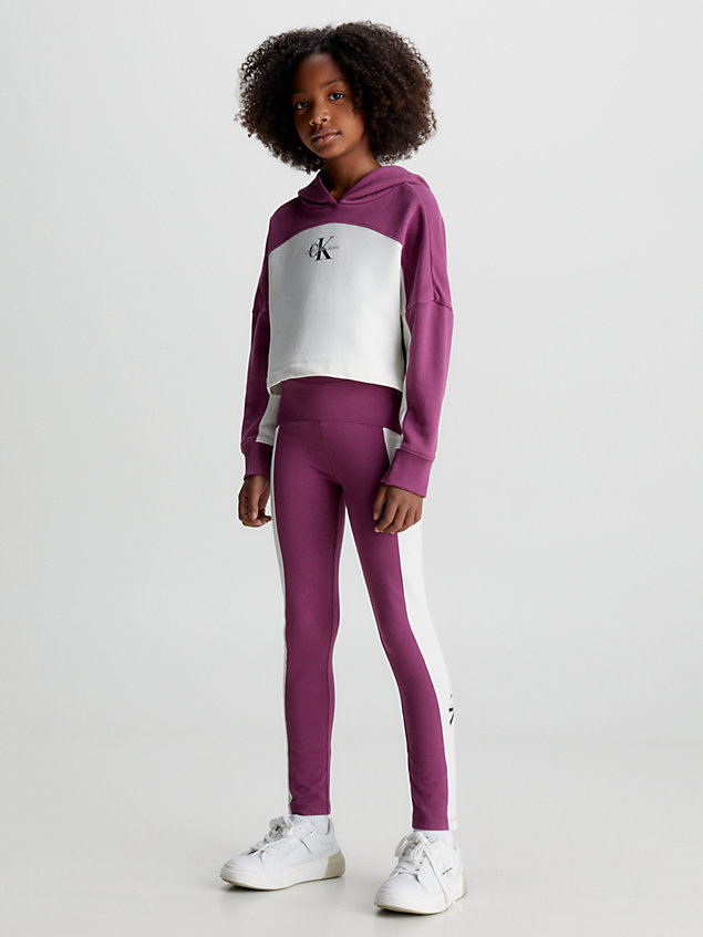 purple slim colourblock leggings for girls calvin klein jeans