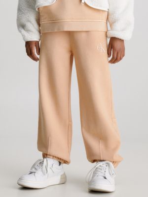 Calvin Klein Jeans Unisex seaming oversized hoodie and jogger set in beige  - exc