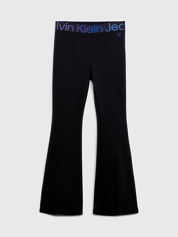 ck black flared milano logo trousers for girls calvin klein jeans