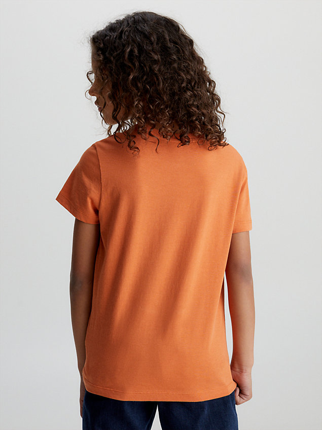 t-shirt con logo taglio squadrato orange da bambina calvin klein jeans