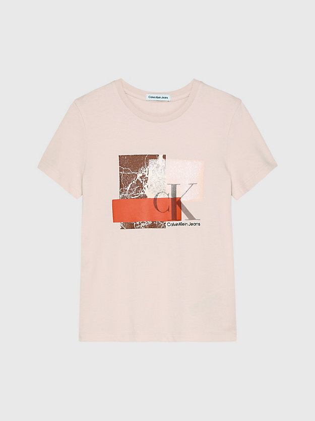 rose clay boxy logo t-shirt for girls calvin klein jeans