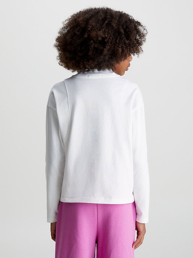 t-shirt slim à manches longues avec logo white pour filles calvin klein jeans