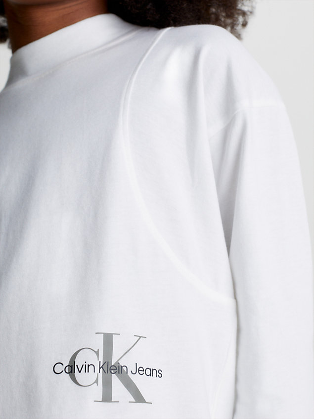 white langärmliges slim fit logo-t-shirt für maedchen - calvin klein jeans