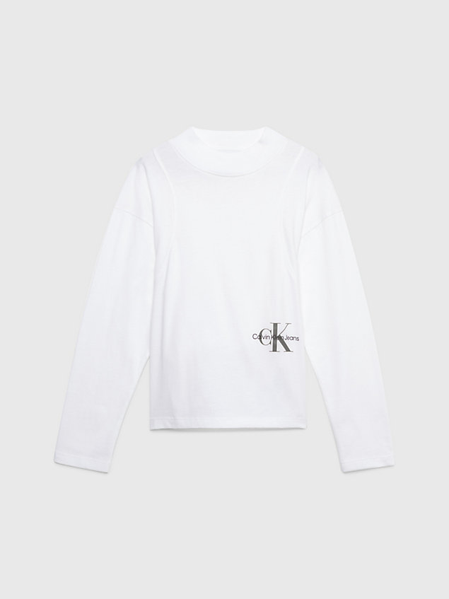 white slim long sleeve logo t-shirt for girls calvin klein jeans