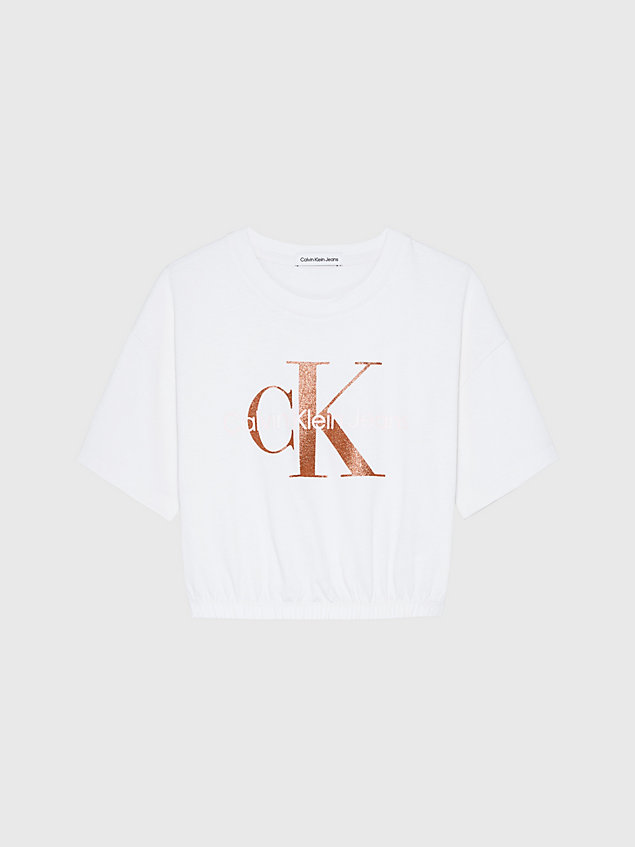 t-shirt boxy cintré avec logo white pour filles calvin klein jeans