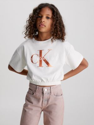 Calvin klein jeans cropped 2024 t shirt with pocket logo