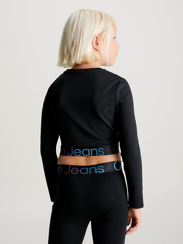 black slanke top met milano-logo voor meisjes - calvin klein jeans