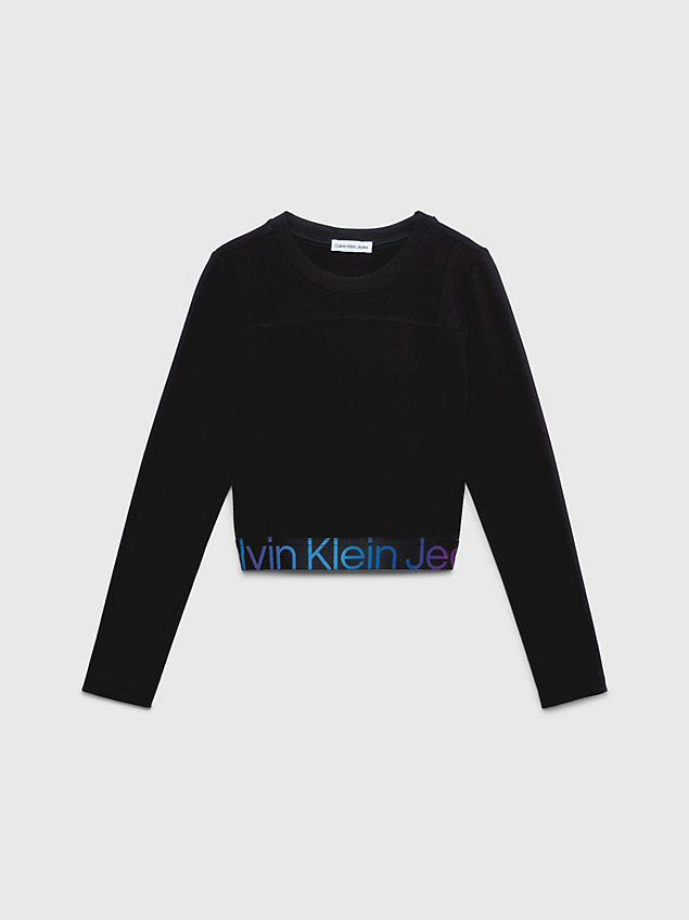 black slanke top met milano-logo voor meisjes - calvin klein jeans
