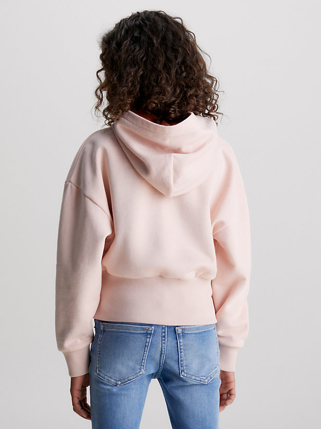 rose clay boxy graphic logo hoodie for girls calvin klein jeans