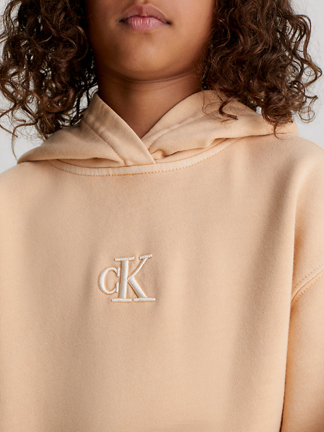pink relaxed mineral dyed logo hoodie for girls calvin klein jeans