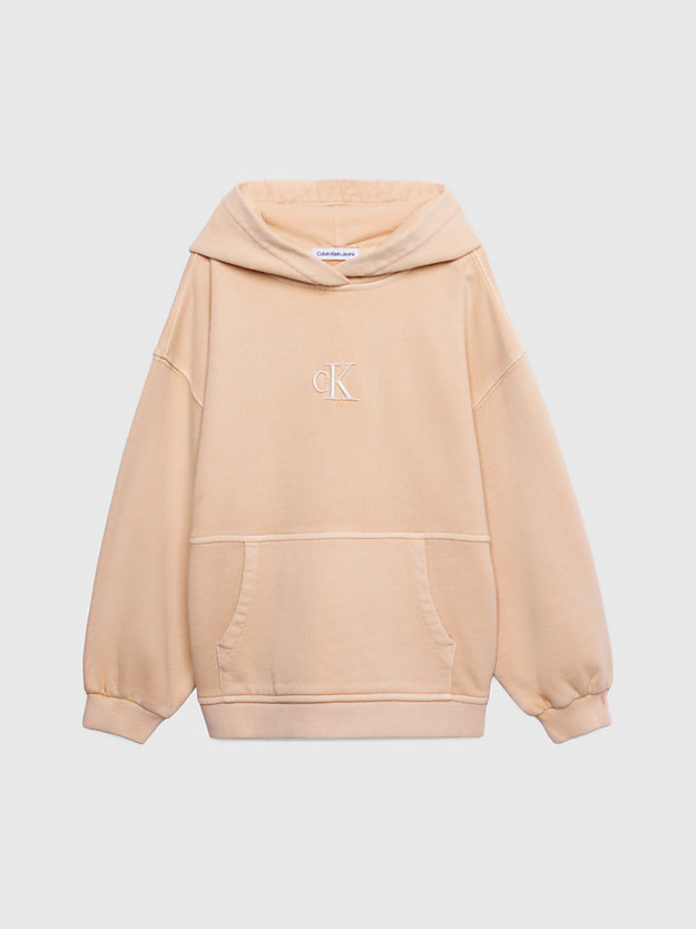 rose clay relaxed mineral dyed logo hoodie for girls calvin klein jeans